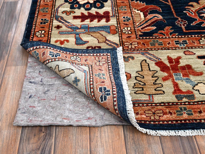 9'2" x 11'10" New Hand Knotted Blue Wool Rectangle Oriental Rug - MOA1021099