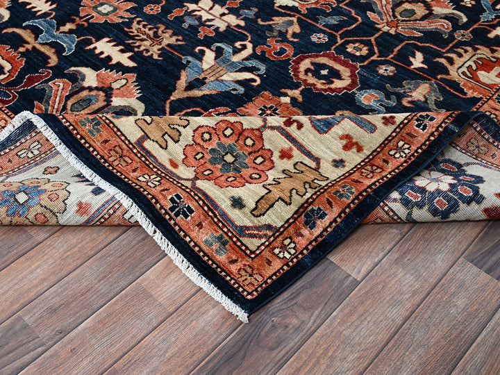 9'2" x 11'10" New Hand Knotted Blue Wool Rectangle Oriental Rug - MOA1021099