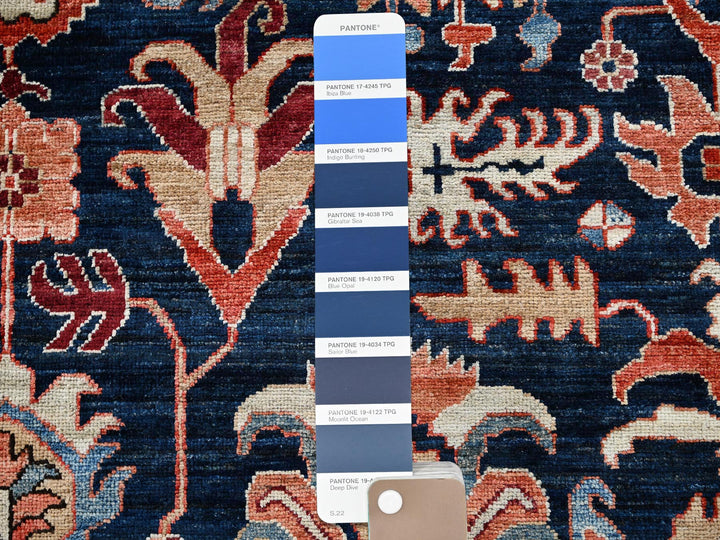 9'2" x 11'10" New Hand Knotted Blue Wool Rectangle Oriental Rug - MOA1021099