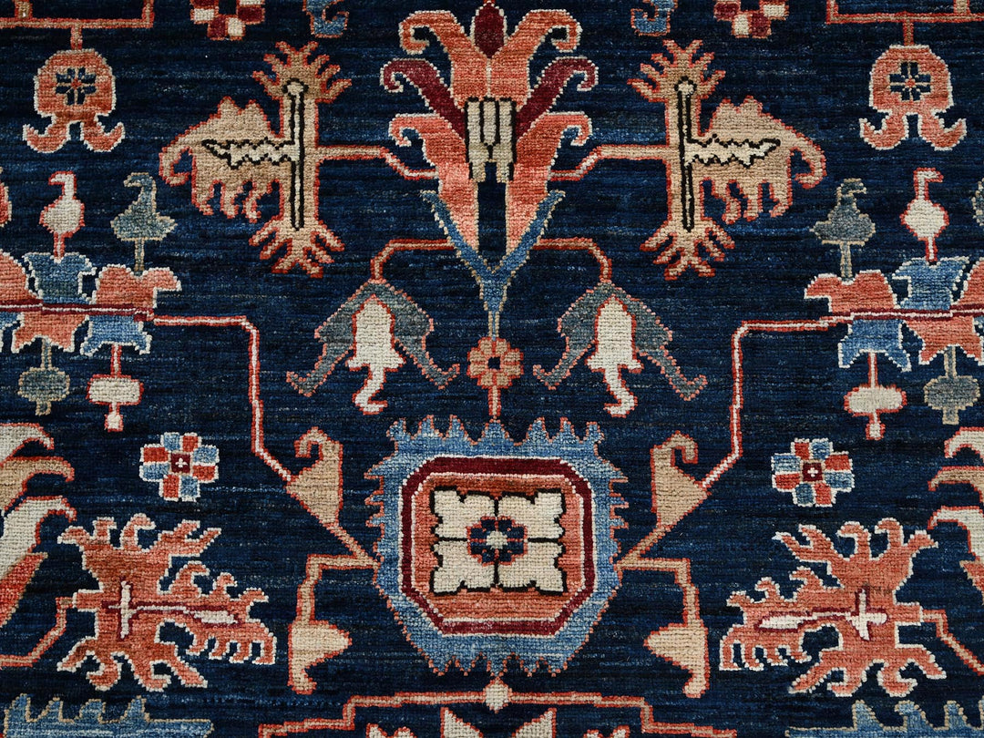 9'2" x 11'10" New Hand Knotted Blue Wool Rectangle Oriental Rug - MOA1021099