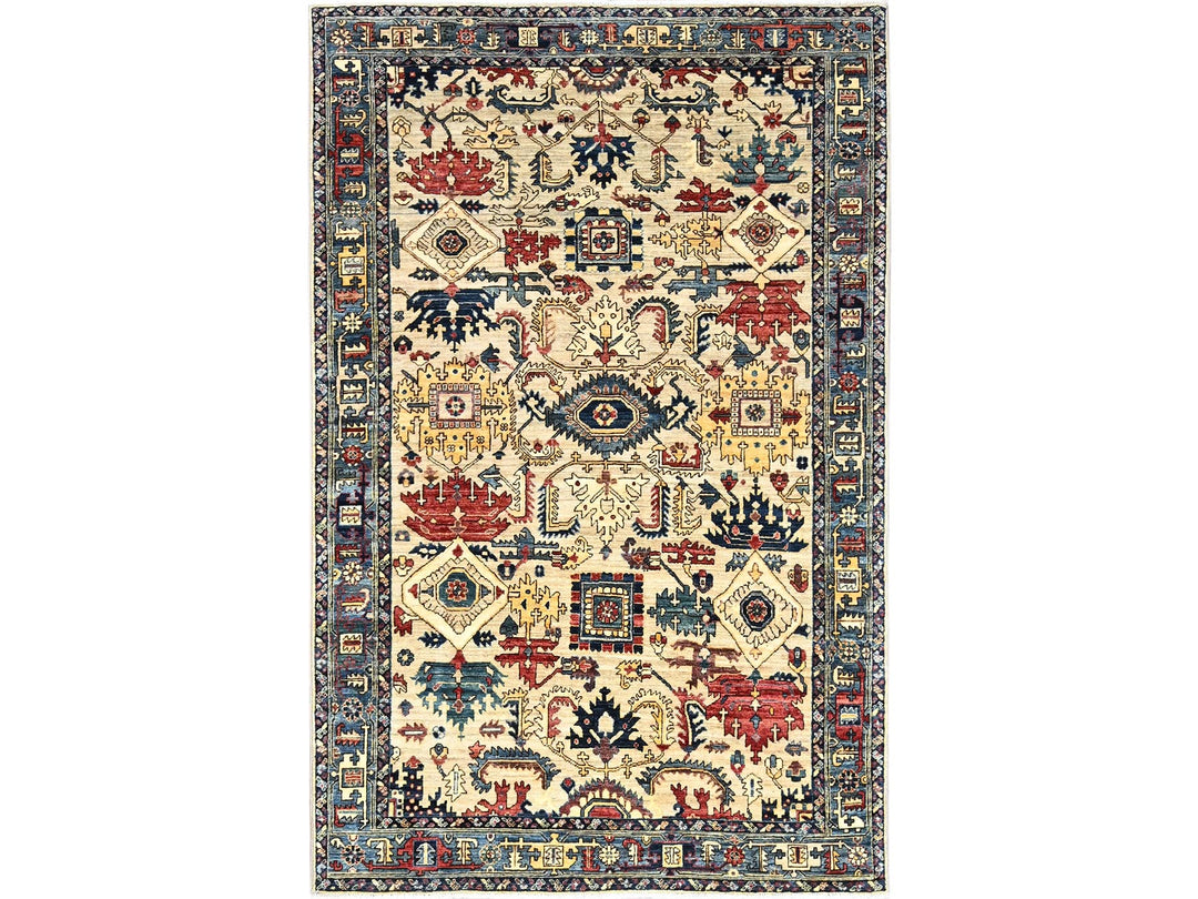 5'9" x 8'6" New Hand Knotted Ivory Wool Rectangle Oriental Rug - MOA1021101