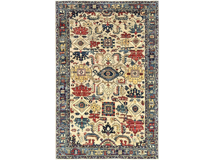 5'9" x 8'6" New Hand Knotted Ivory Wool Rectangle Oriental Rug - MOA1021101