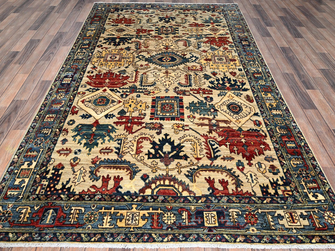 5'9" x 8'6" New Hand Knotted Ivory Wool Rectangle Oriental Rug - MOA1021101