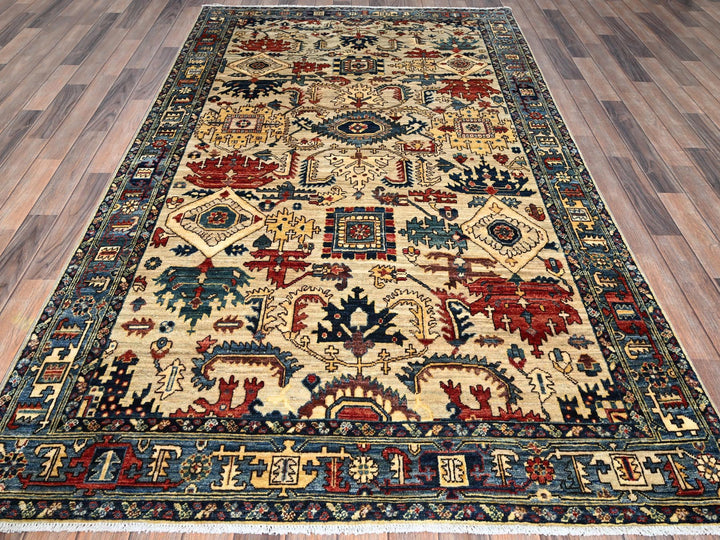 5'9" x 8'6" New Hand Knotted Ivory Wool Rectangle Oriental Rug - MOA1021101