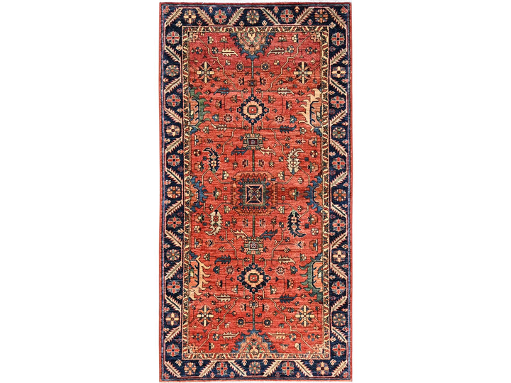4'2" x 8'4" New Hand Knotted Red Wool Runner Oriental Rug - MOA1021104