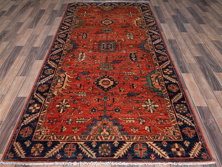 4'2" x 8'4" New Hand Knotted Red Wool Runner Oriental Rug - MOA1021104