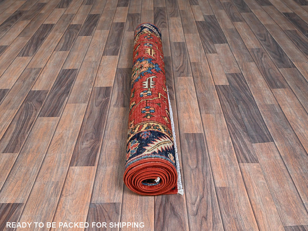 4'2" x 8'4" New Hand Knotted Red Wool Runner Oriental Rug - MOA1021104