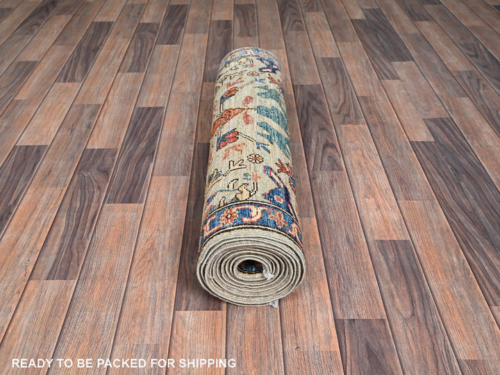 2'10" x 11'11" New Hand Knotted Green Wool Runner Oriental Rug - MOA1021105