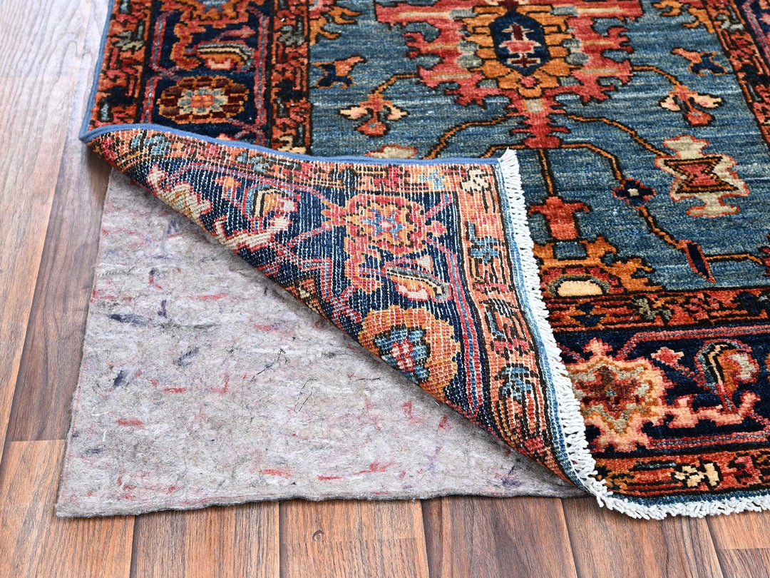 2'9" x 12'10" New Hand Knotted Blue Wool Runner Oriental Rug - MOA1021106