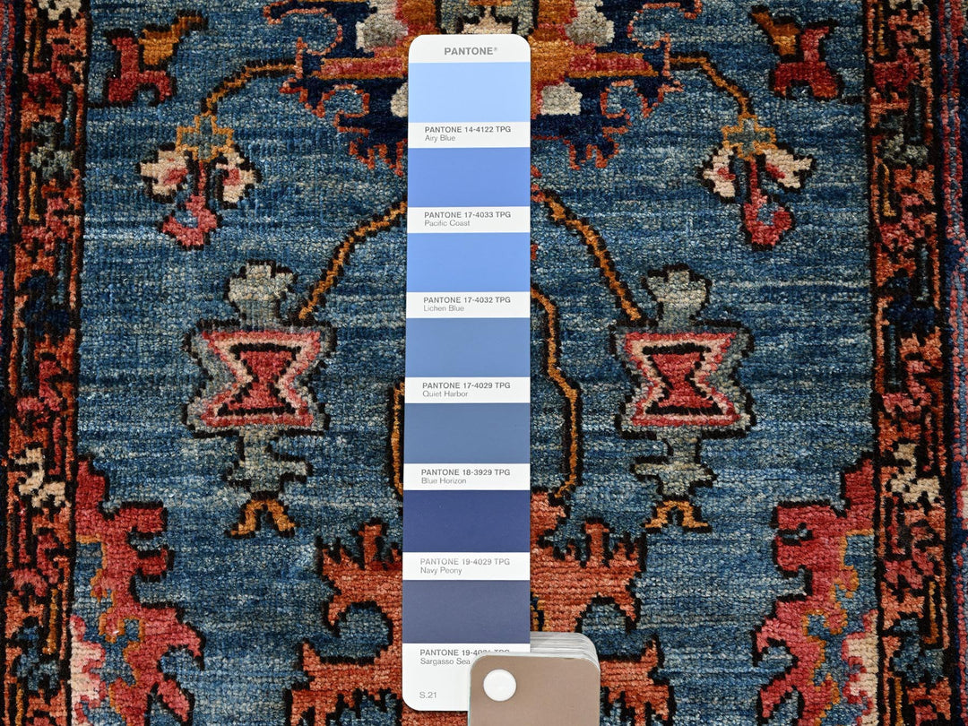 2'9" x 12'10" New Hand Knotted Blue Wool Runner Oriental Rug - MOA1021106