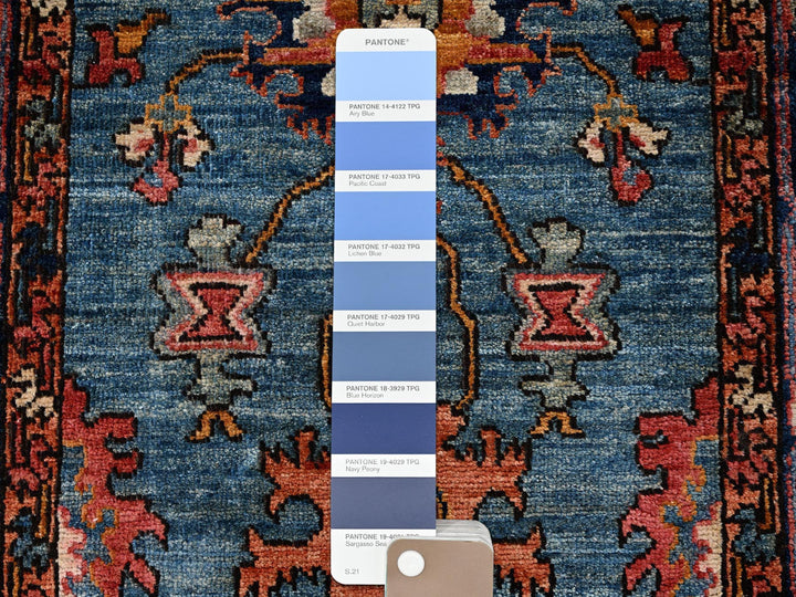 2'9" x 12'10" New Hand Knotted Blue Wool Runner Oriental Rug - MOA1021106