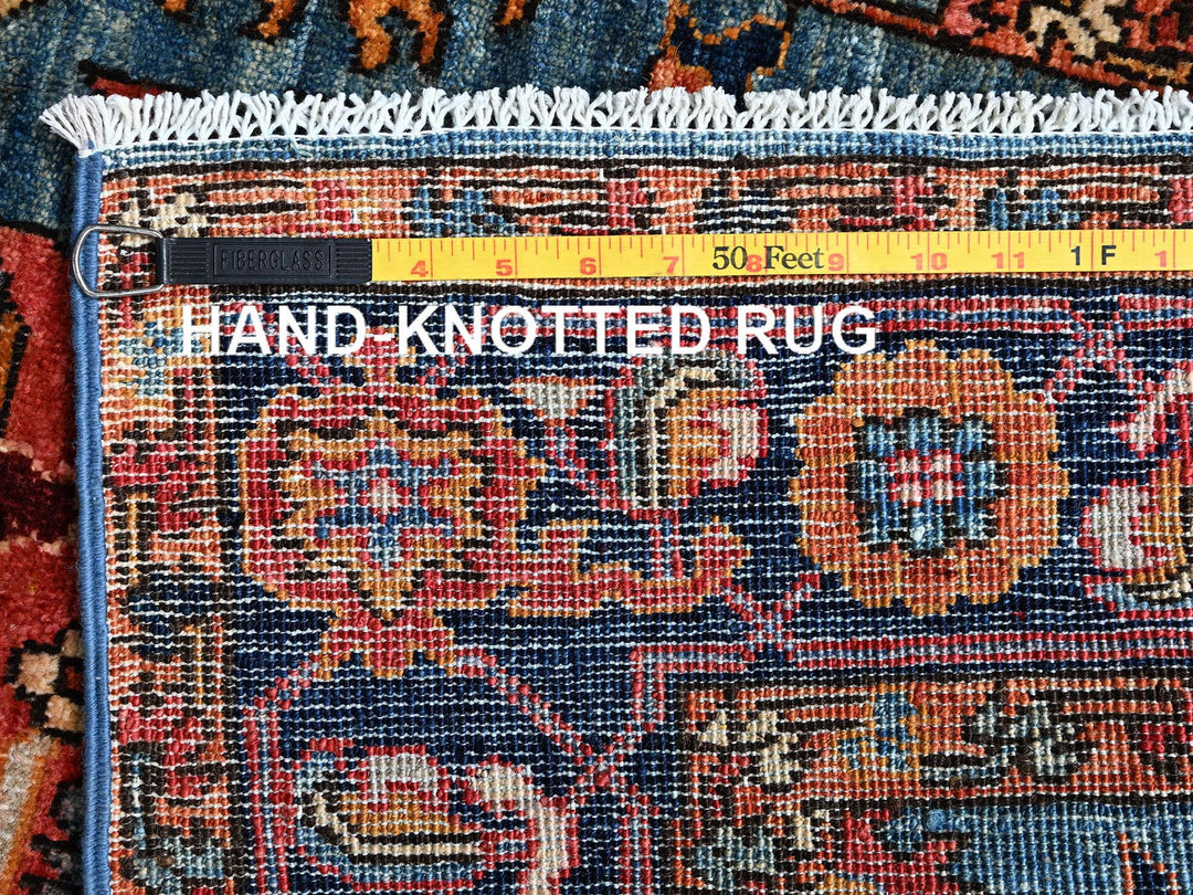 2'9" x 12'10" New Hand Knotted Blue Wool Runner Oriental Rug - MOA1021106