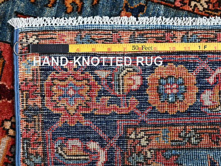 2'9" x 12'10" New Hand Knotted Blue Wool Runner Oriental Rug - MOA1021106