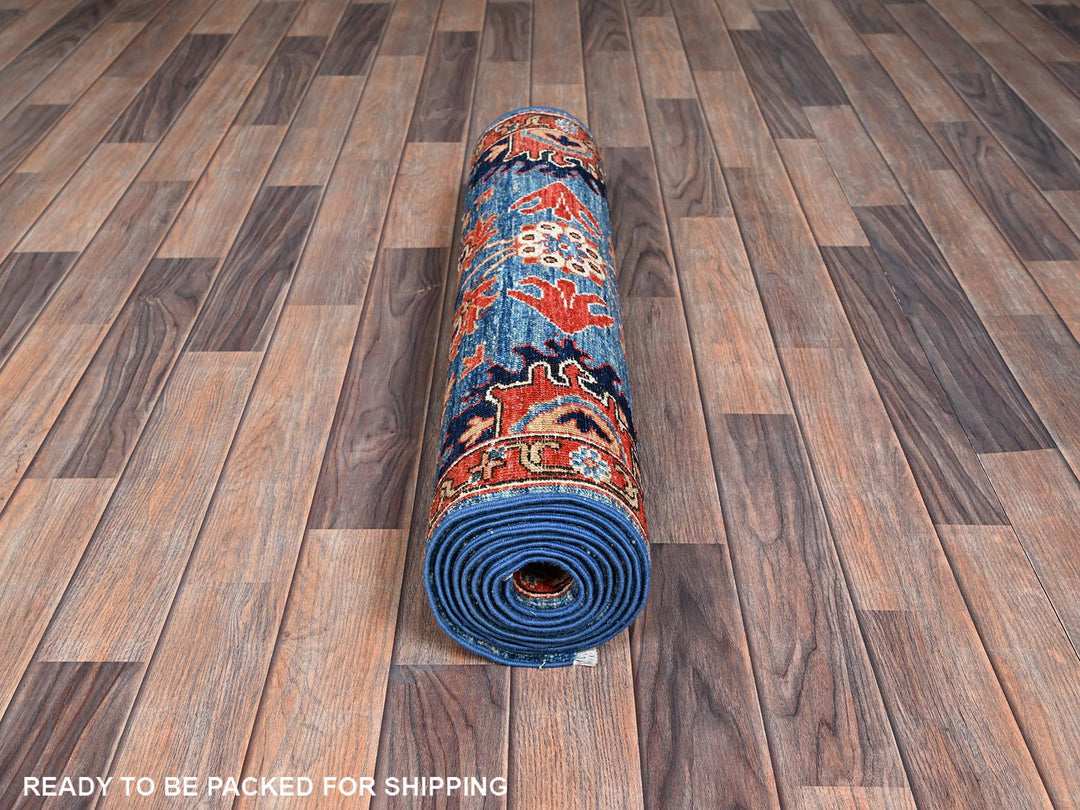 2'9" x 9'9" New Hand Knotted Blue Wool Runner Oriental Rug - MOA1021108