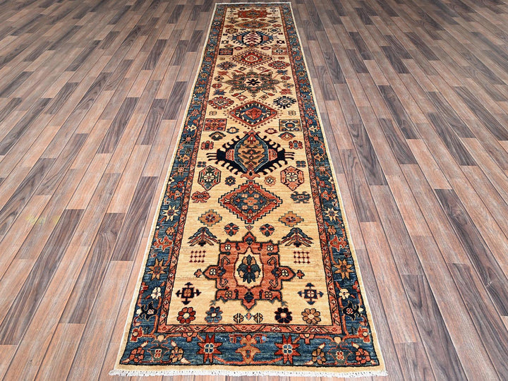 2'9" x 11'9" New Hand Knotted Ivory Wool Runner Oriental Rug - MOA1021109