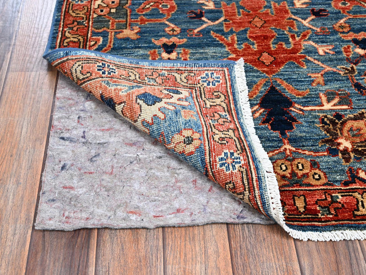 2'10" x 9'7" New Hand Knotted Blue Wool Runner Oriental Rug - MOA1021115
