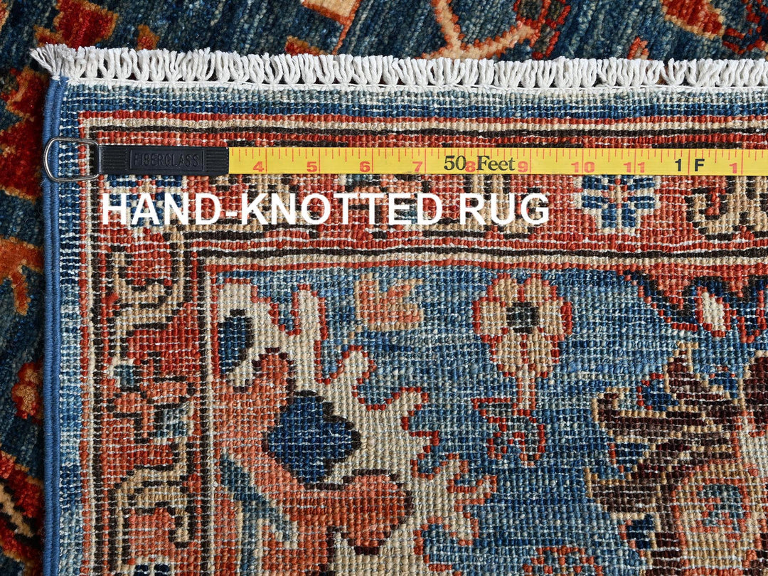 2'10" x 9'7" New Hand Knotted Blue Wool Runner Oriental Rug - MOA1021115