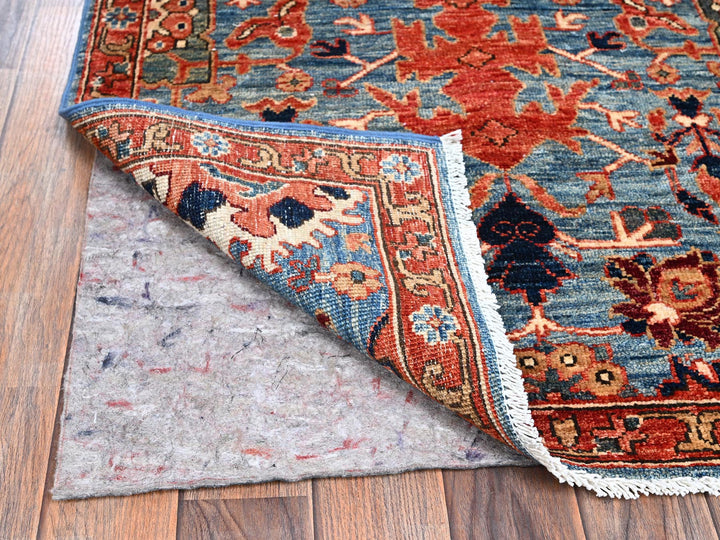 2'9" x 10'1" New Hand Knotted Blue Wool Runner Oriental Rug - MOA1021119