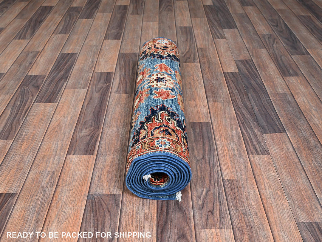 2'7" x 9'9" New Hand Knotted Blue Wool Runner Oriental Rug - MOA1021120