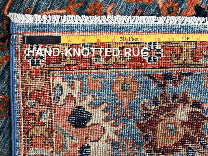 2'7" x 9'9" New Hand Knotted Blue Wool Runner Oriental Rug - MOA1021120