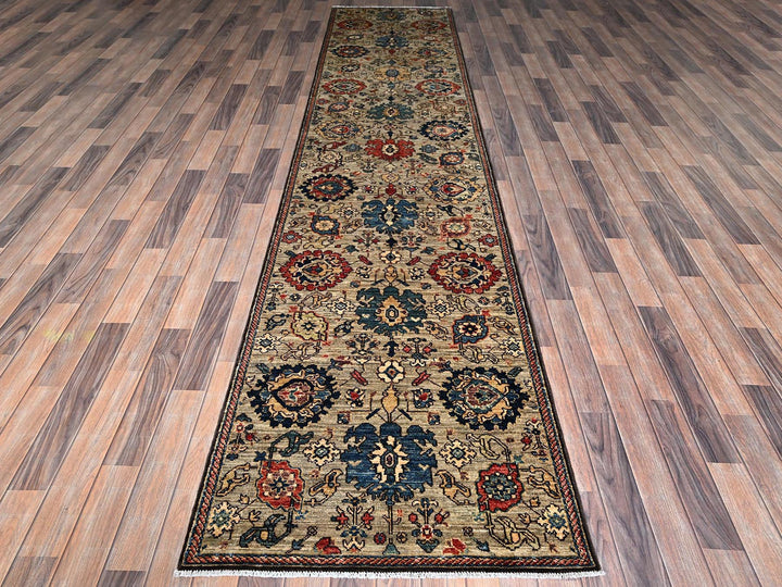 2'11" x 13'10" New Hand Knotted Brown Wool Runner Oriental Rug - MOA1021126