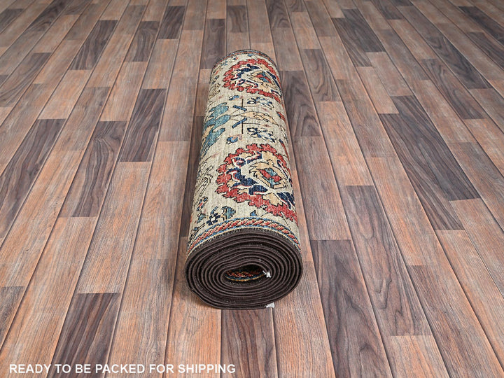 2'11" x 13'10" New Hand Knotted Brown Wool Runner Oriental Rug - MOA1021126