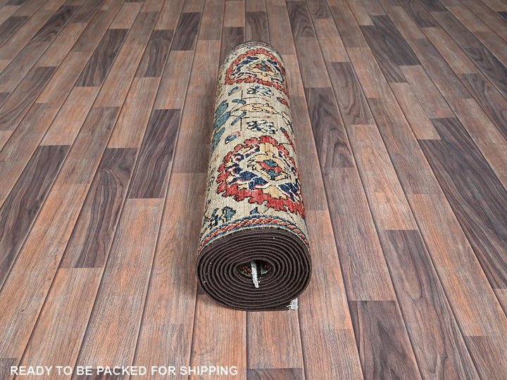 3'0" x 13'11" New Hand Knotted Brown Wool Runner Oriental Rug - MOA1021127