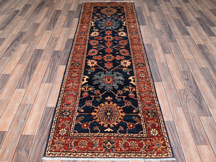 2'6" x 7'10" New Hand Knotted Blue Wool Runner Oriental Rug - MOA1021128