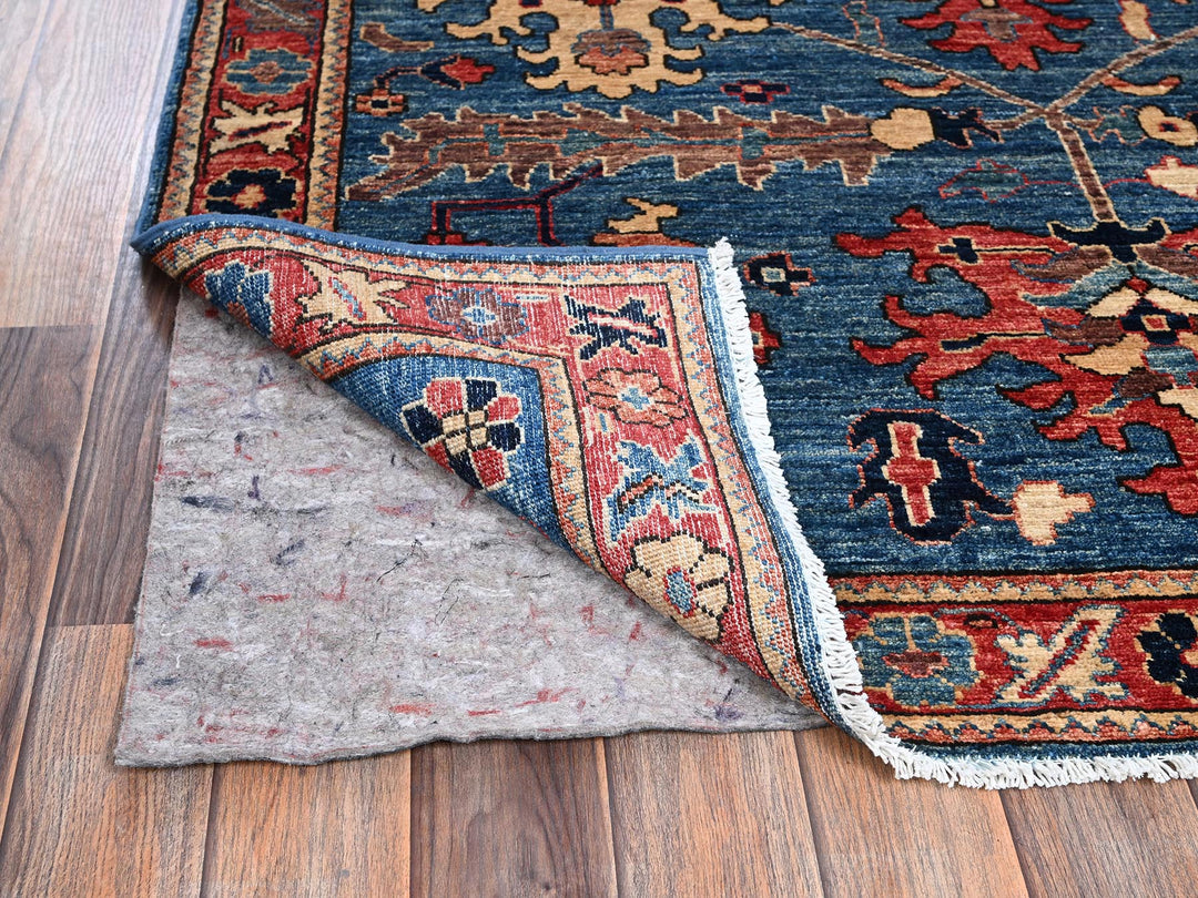 4'2" x 10'0" New Hand Knotted Blue Wool Runner Oriental Rug - MOA1021129