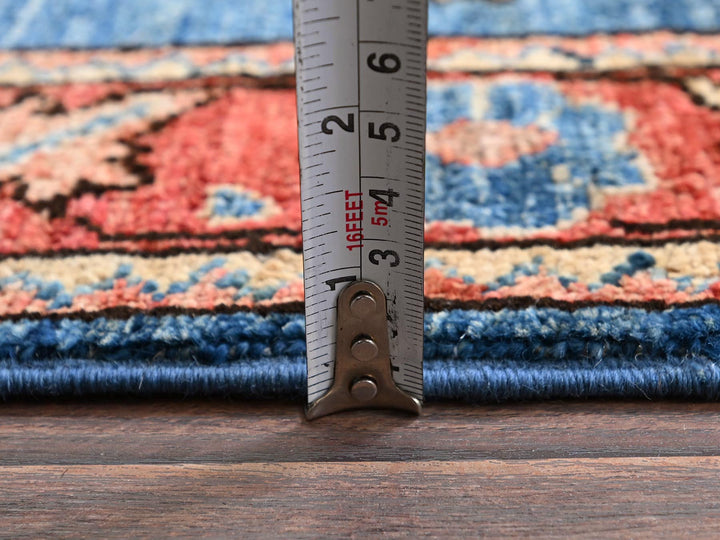 4'2" x 10'0" New Hand Knotted Blue Wool Runner Oriental Rug - MOA1021129