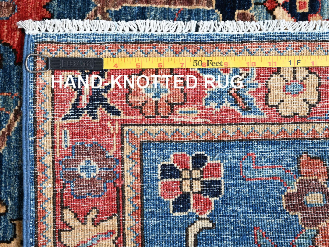 4'2" x 10'0" New Hand Knotted Blue Wool Runner Oriental Rug - MOA1021129