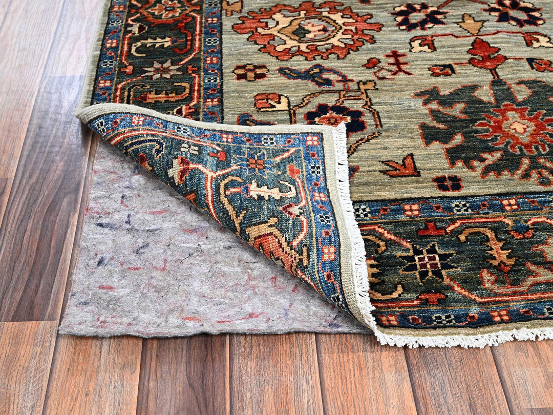 4'2" x 11'9" New Hand Knotted Green Wool Runner Oriental Rug - MOA1021130