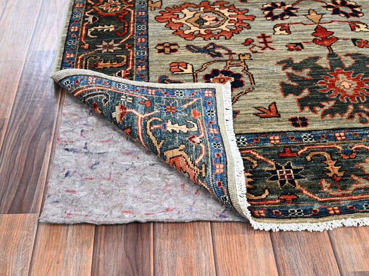 4'2" x 11'9" New Hand Knotted Green Wool Runner Oriental Rug - MOA1021130