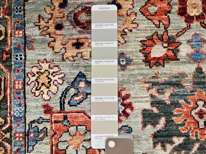 4'2" x 11'9" New Hand Knotted Green Wool Runner Oriental Rug - MOA1021130