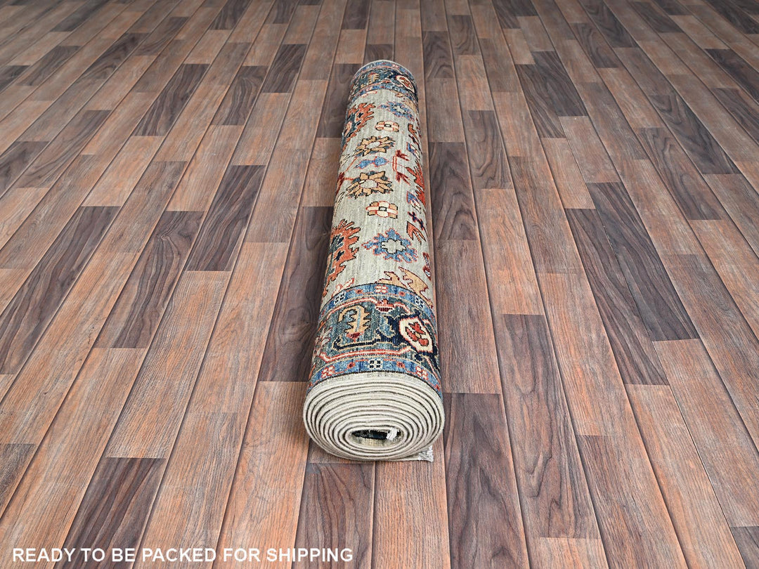 4'2" x 11'9" New Hand Knotted Green Wool Runner Oriental Rug - MOA1021130