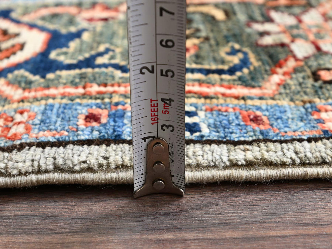 4'2" x 11'9" New Hand Knotted Green Wool Runner Oriental Rug - MOA1021130