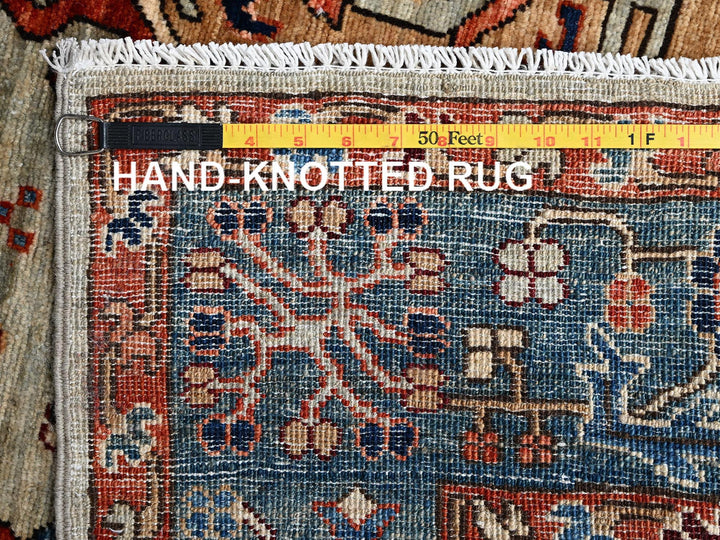 4'3" x 13'1" New Hand Knotted Green Wool Runner Oriental Rug - MOA1021131