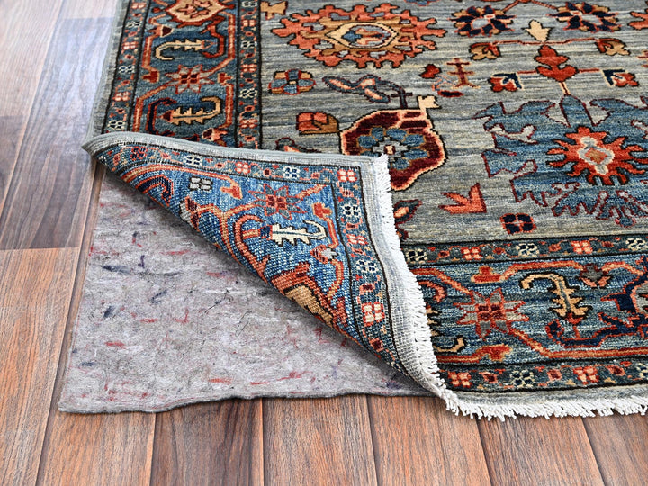 4'1" x 11'9" New Hand Knotted Grey Wool Runner Oriental Rug - MOA1021132