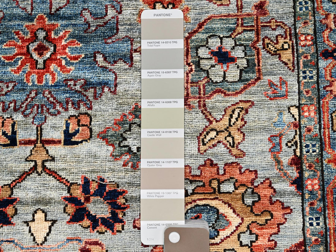 4'1" x 11'9" New Hand Knotted Grey Wool Runner Oriental Rug - MOA1021132