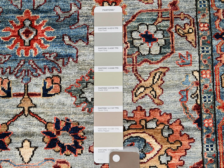 4'1" x 11'9" New Hand Knotted Grey Wool Runner Oriental Rug - MOA1021132