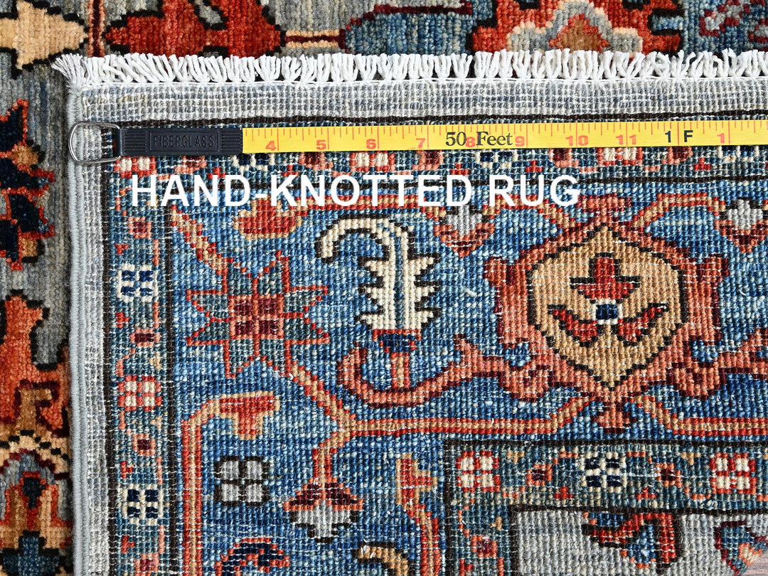 4'1" x 11'9" New Hand Knotted Grey Wool Runner Oriental Rug - MOA1021132