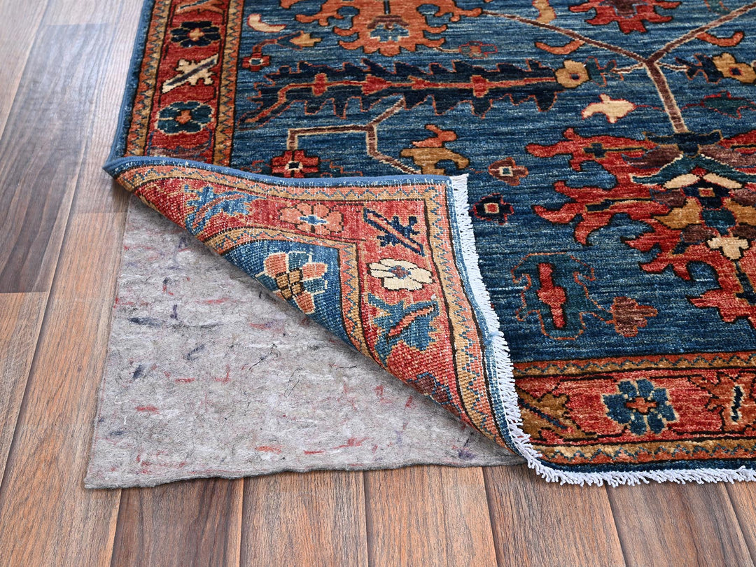 4'1" x 9'10" New Hand Knotted Blue Wool Runner Oriental Rug - MOA1021135