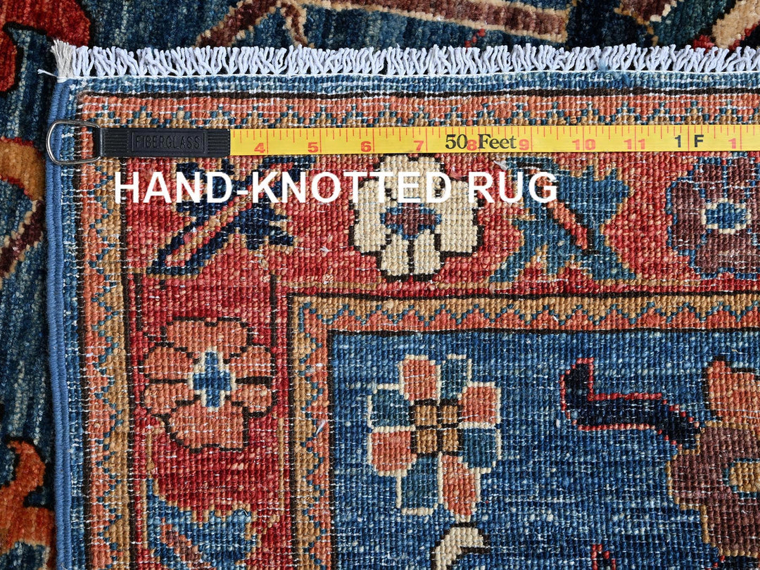4'1" x 9'10" New Hand Knotted Blue Wool Runner Oriental Rug - MOA1021135
