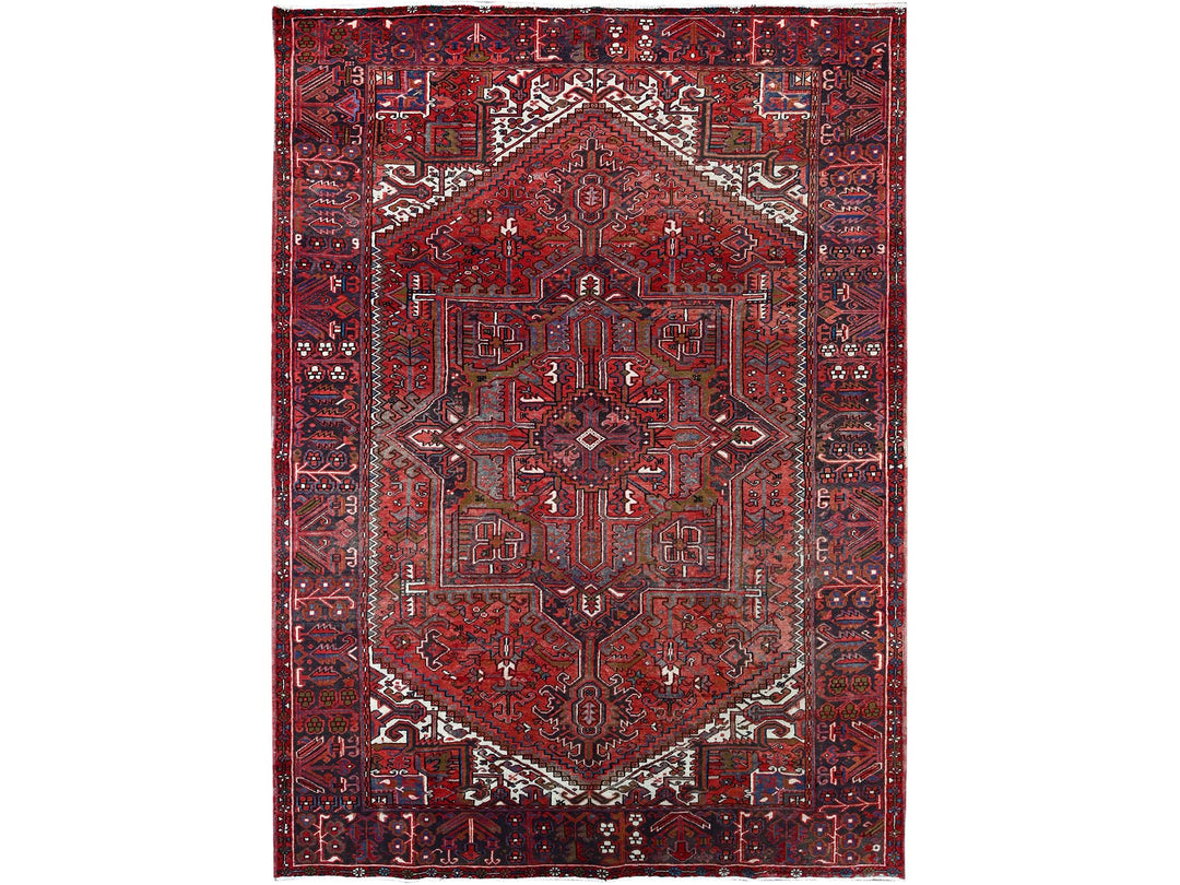 7'10" x 11'4" Vintage Hand Knotted Red Wool Rectangle Oriental Rug - MOA102113