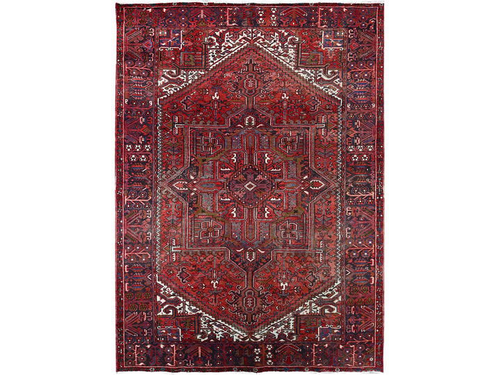 7'10" x 11'4" Vintage Hand Knotted Red Wool Rectangle Oriental Rug - MOA102113