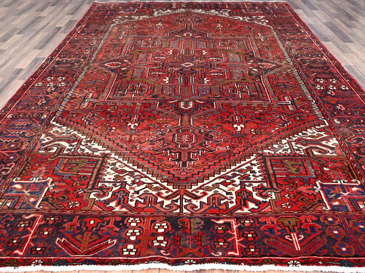 7'10" x 11'4" Vintage Hand Knotted Red Wool Rectangle Oriental Rug - MOA102113