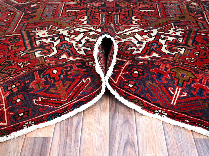 7'10" x 11'4" Vintage Hand Knotted Red Wool Rectangle Oriental Rug - MOA102113