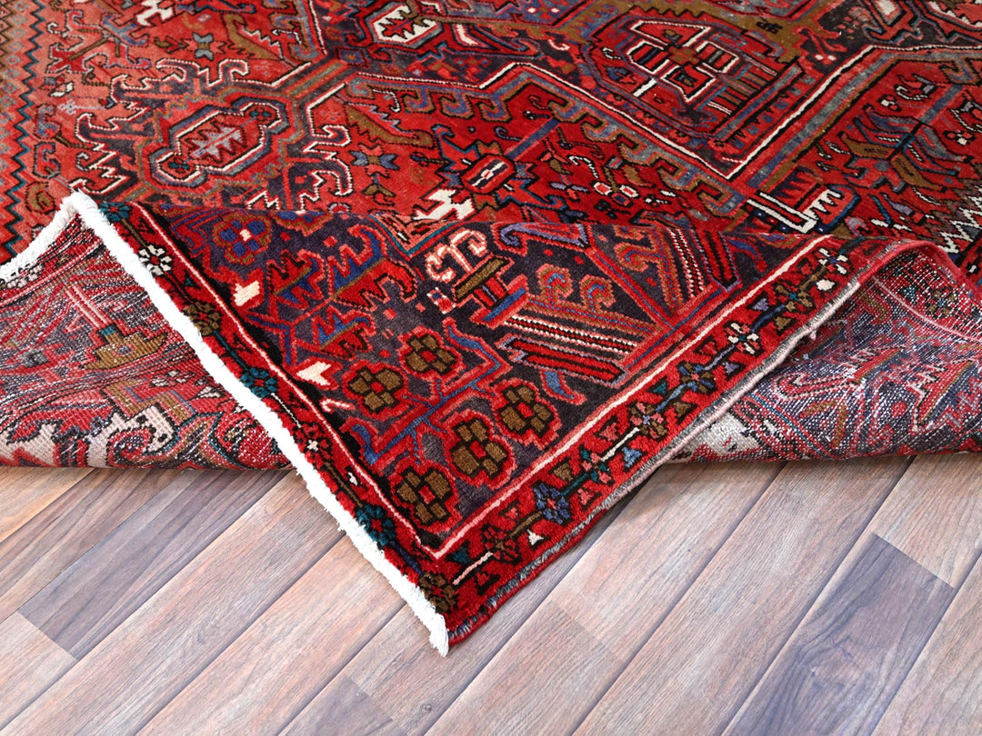 7'10" x 11'4" Vintage Hand Knotted Red Wool Rectangle Oriental Rug - MOA102113