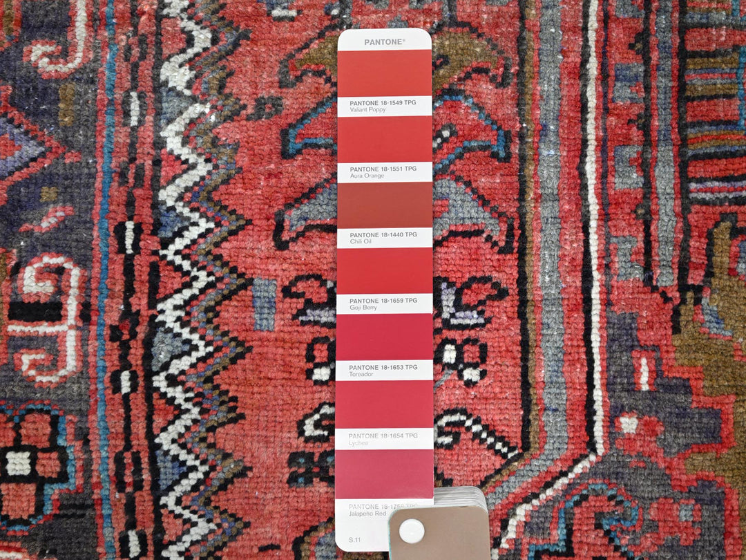 7'10" x 11'4" Vintage Hand Knotted Red Wool Rectangle Oriental Rug - MOA102113