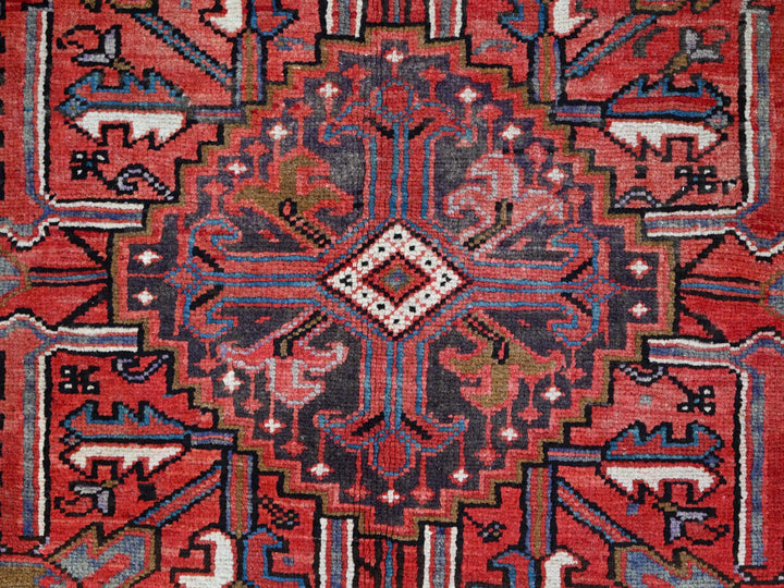 7'10" x 11'4" Vintage Hand Knotted Red Wool Rectangle Oriental Rug - MOA102113